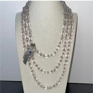 Art Deco 3 layered smoked bead necklace.